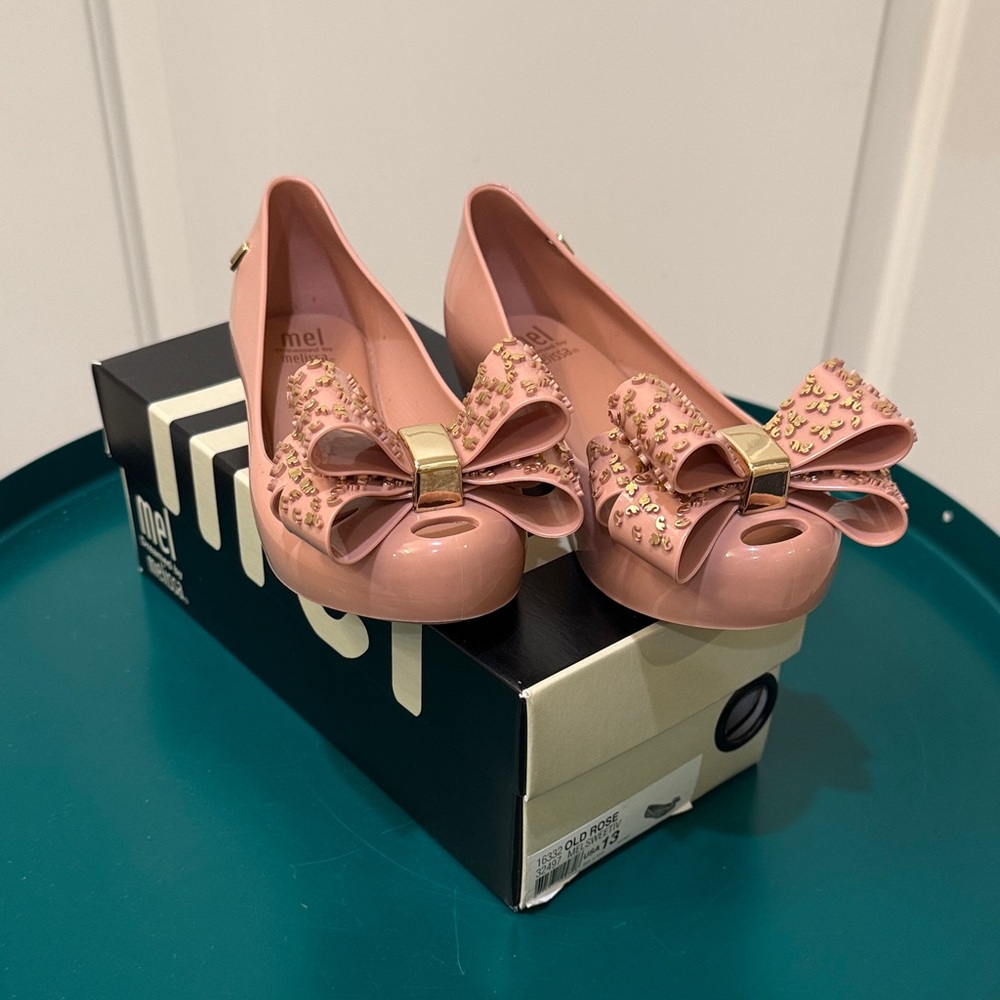 Mini Melissa Pink Kids Dress Shoes with Bow